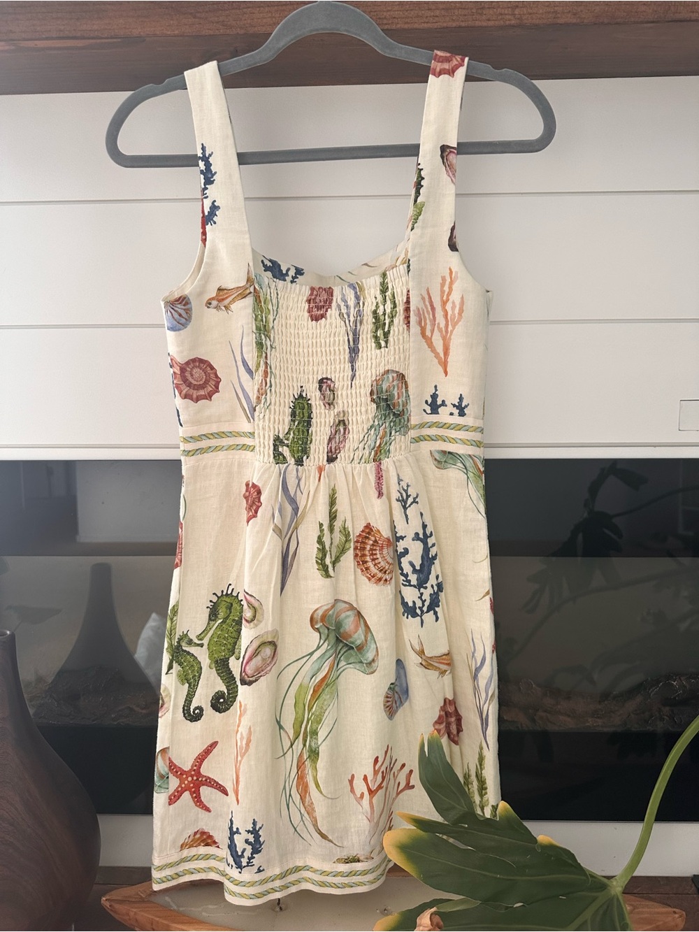 Caroline Constas Cream Sea Life Print Mini Dress - Picture 3 of 6